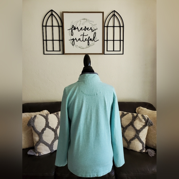 L.L. Bean Sea Foam Green 1/2-button Pullover, Sweater Size Small Classic Boho - Picture 3 of 14